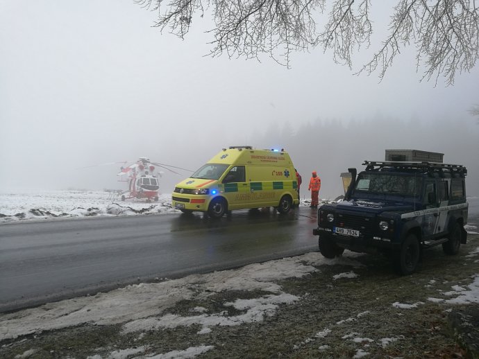 Záchrana seniora zraněného při lesní práci