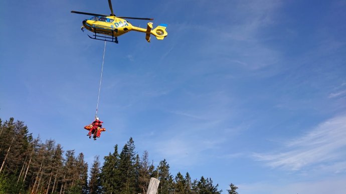 Pád turisty na Suchých skalách