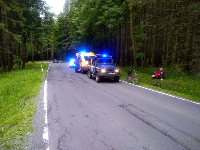 Pád cyklistky v Jeseníkách