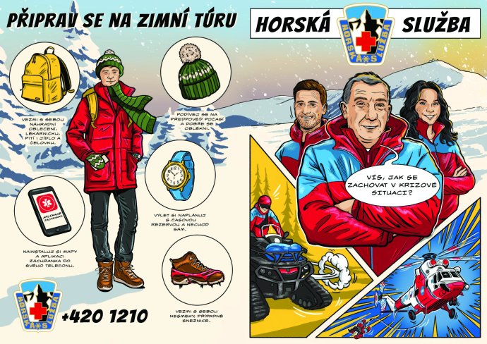 Horská služba vzdělává děti komiksem, zimní příběh apeluje na přípravu na výlet.