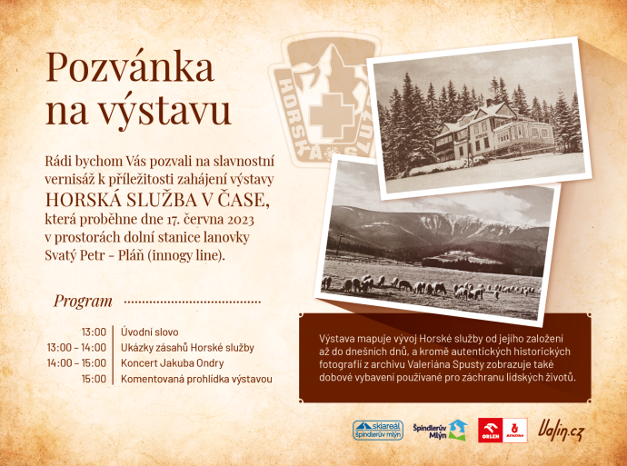 Pozvánka na vernisáž výstavy "Horská služba v čase"