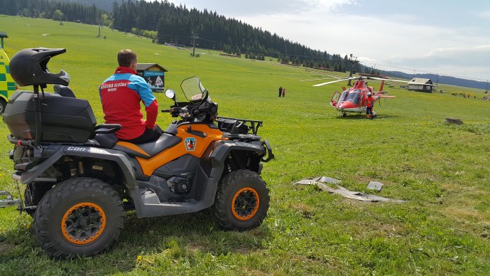 Pád turisty na Obřích skalách