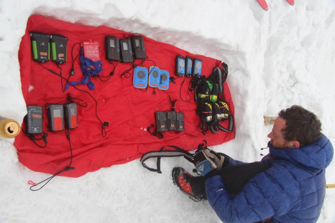 Test lavinových přístrojů Vysoké Tatry březen 2015