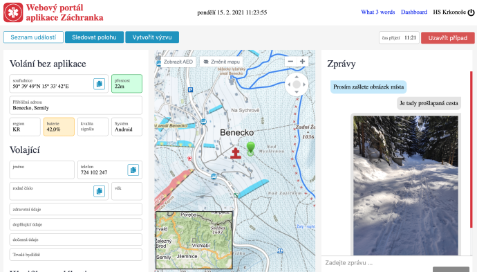 Aplikace Záchranka má nové funkce pro Horskou službu