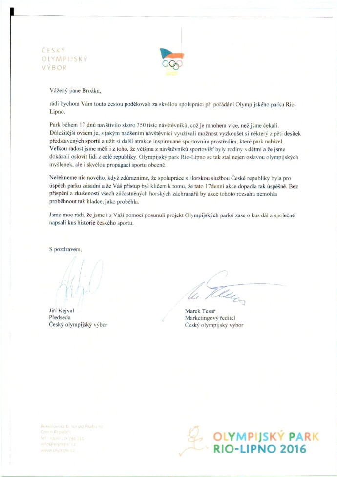 Poděkování na Šumavu JPG