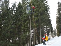 Nácvik evakuace osob ze sedačkové lanové dráhy Špičák na Šumavě
